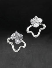 Freeform Pavé Crystal Jacket Earring, 14K White Gold over Brass