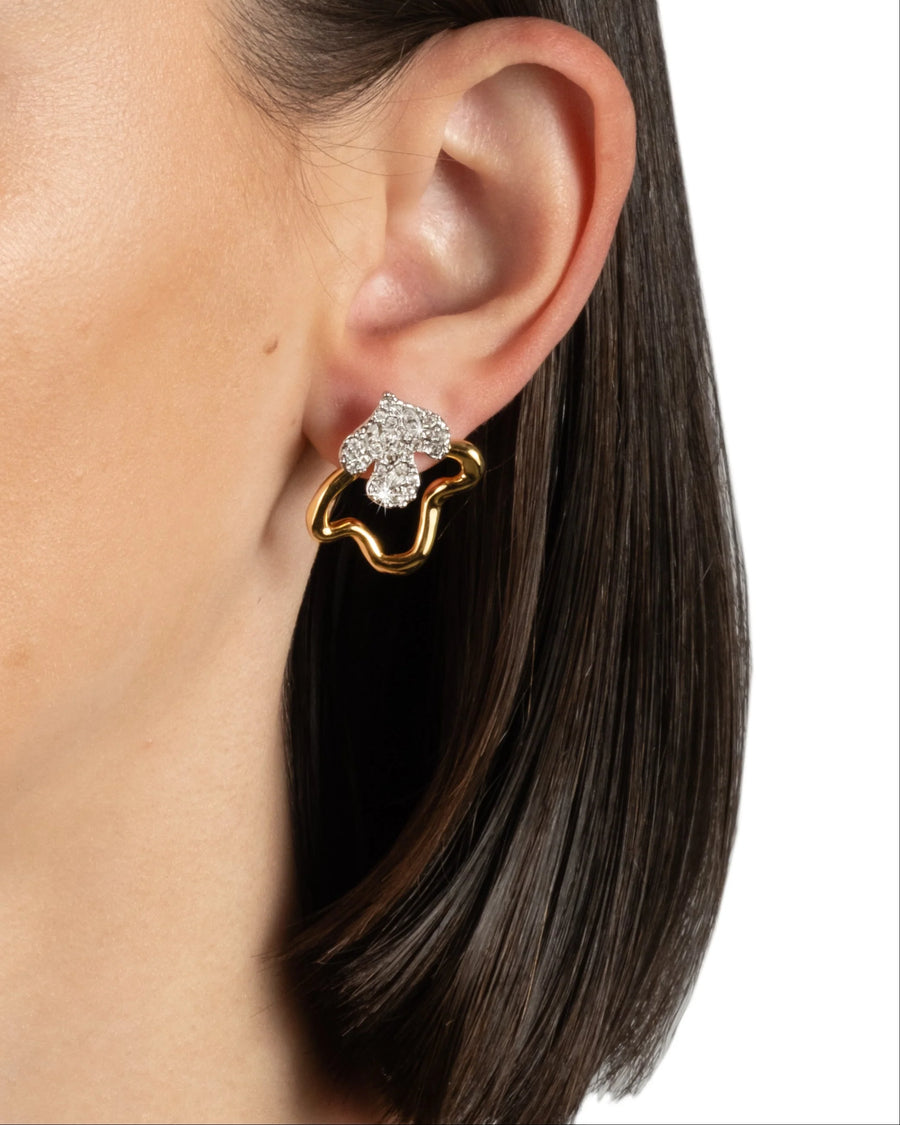 Freeform Pavé Crystal Jacket Earring, 14K Gold over Brass
