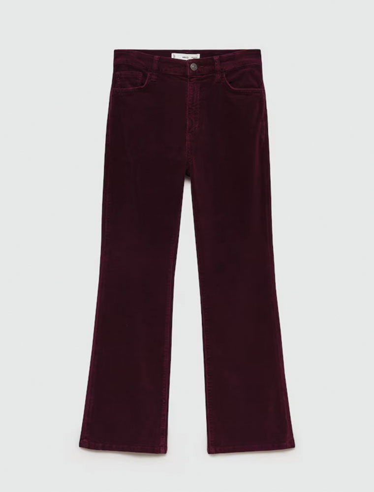 Flared Corduroy Pants, Burgundy
