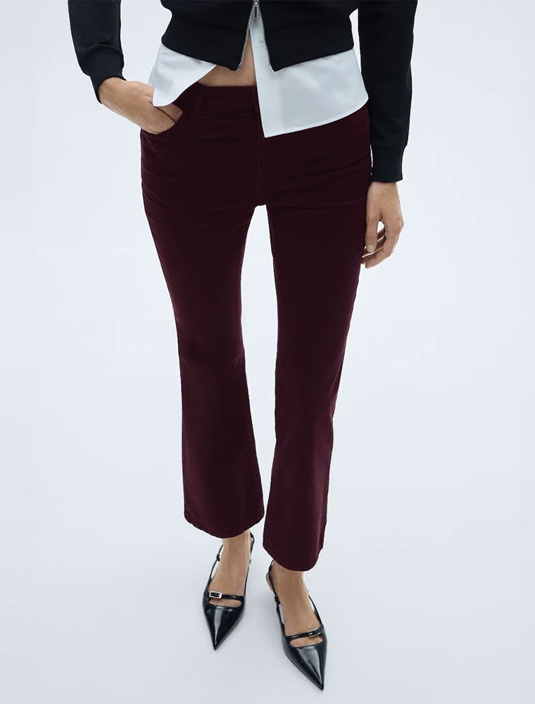 Flared Corduroy Pants, Burgundy