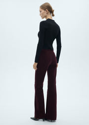 Full Length Flared Corduroy Pants, Burgundy