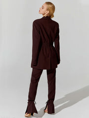 High Waisted Trousers with Ankle Ties, Chocolate