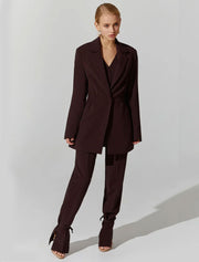 High Waisted Trousers with Ankle Ties, Chocolate