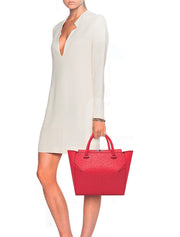 Genuine Ostrich Marquis Tote, Red