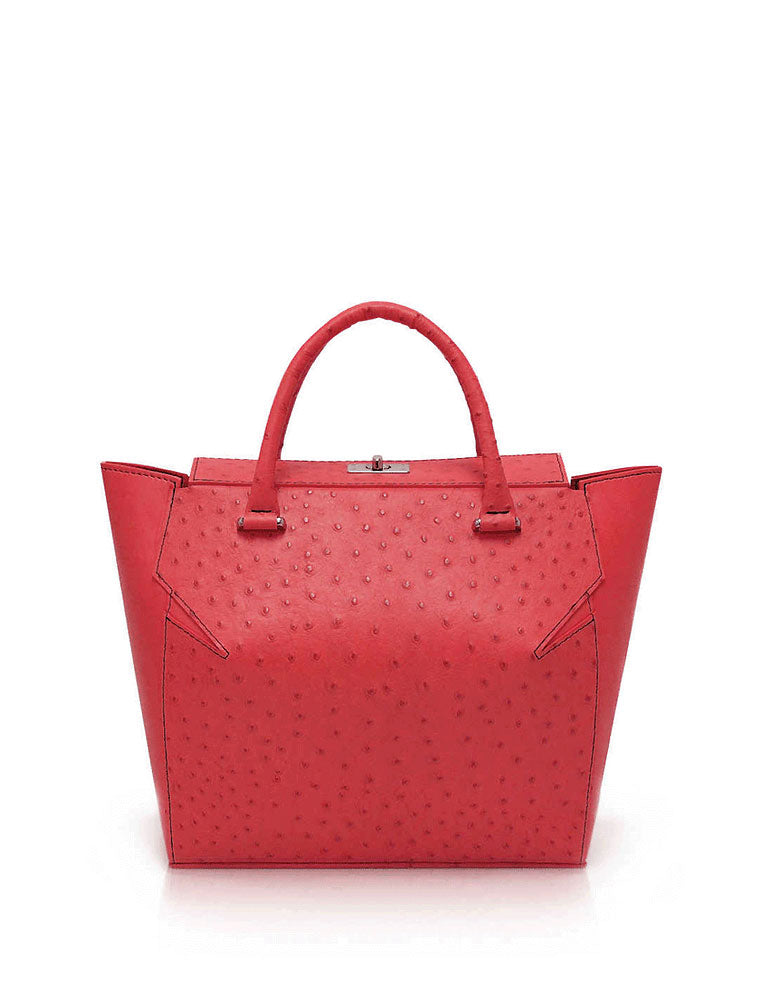 Genuine Ostrich Marquis Tote, Red