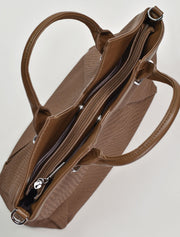 Geometric Leather Tote Bag, Brown