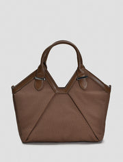 Geometric Leather Tote Bag, Brown