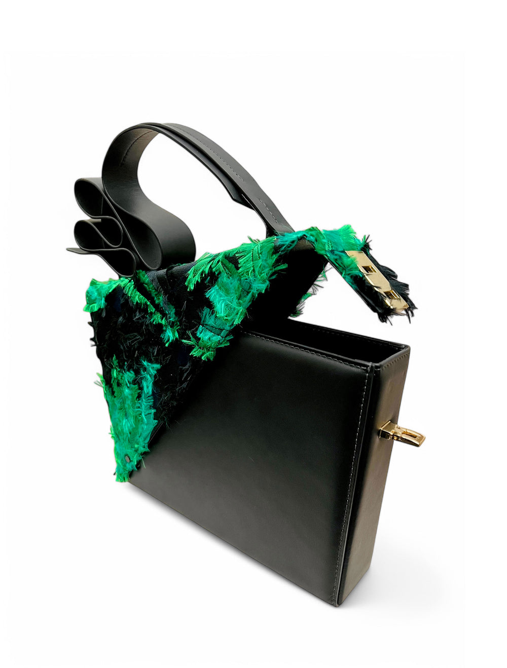 Gia Jacquard Bag, Black / Green