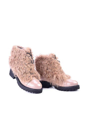 Goat Fur & Shearling Lined Hiking Boots, Blushed Pink
