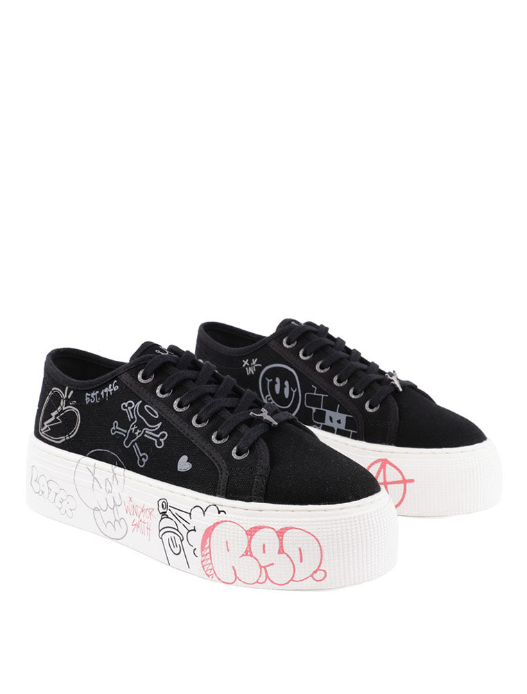 Graffiti Style Sneakers, Black