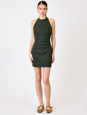Halter Mini Dress with Back Ties, Green