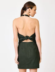 Halter Mini Dress with Back Ties, Green