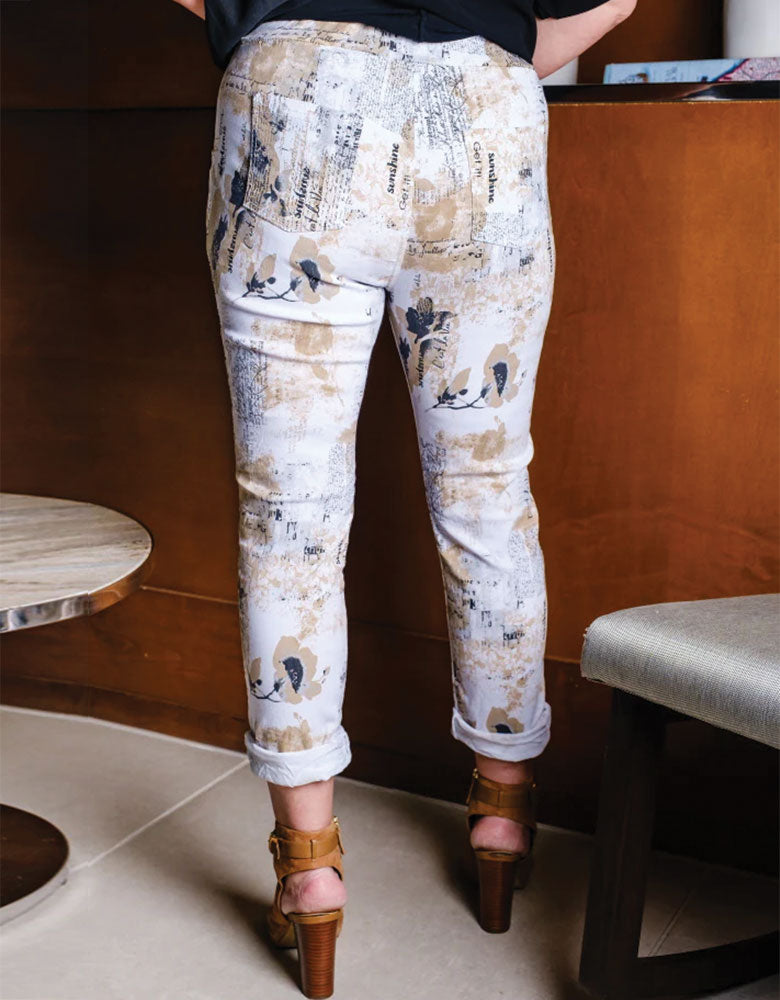 Harmony C'est La Vie Stretch Tie Waist Pant, White