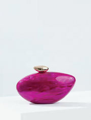 Hayley Acrylic Clutch with Gold Knob, Beige