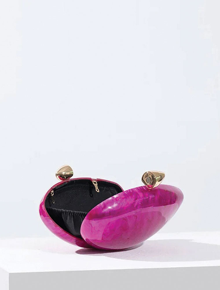 Hayley Acrylic Clutch with Gold Knob, Fuchsia