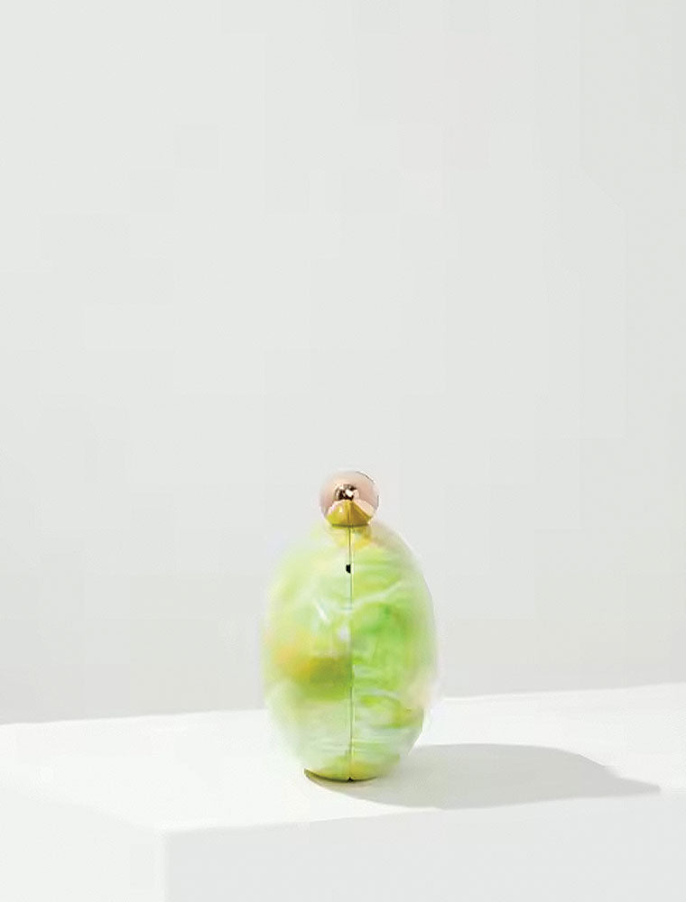 Hayley Acrylic Clutch with Gold Knob, Lime Green
