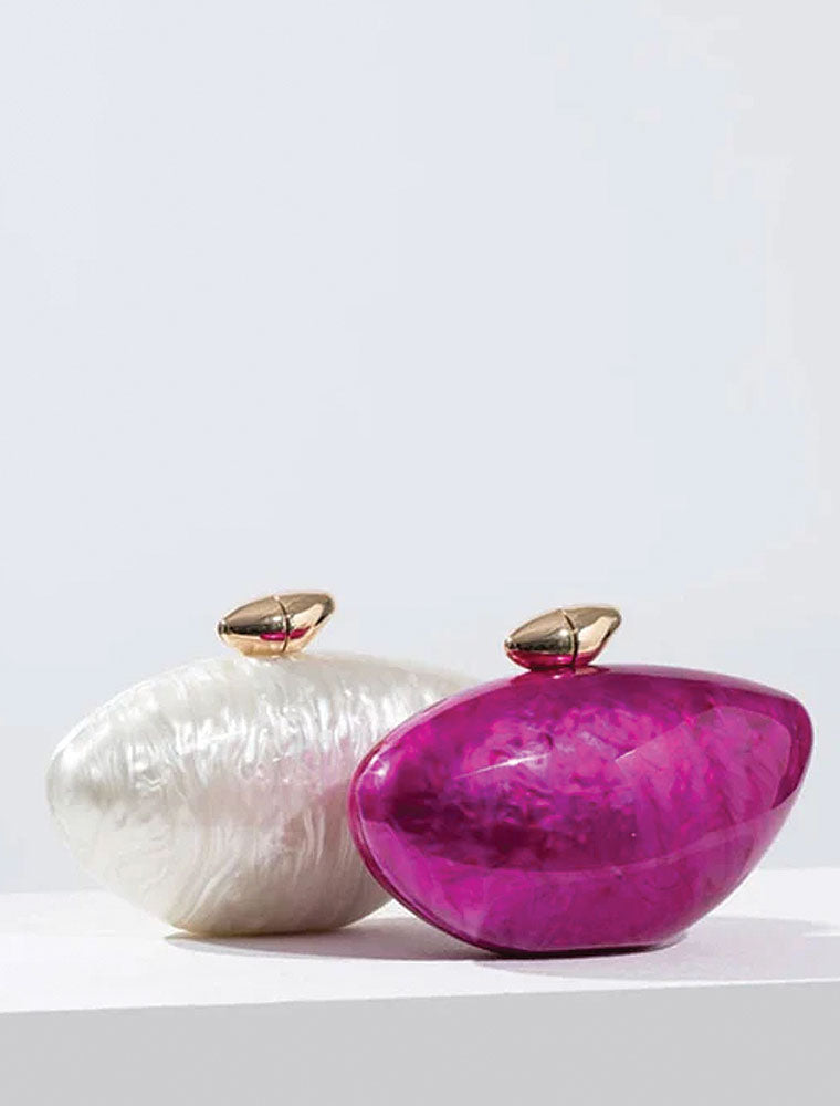 Hayley Acrylic Clutch with Gold Knob, Lime Green