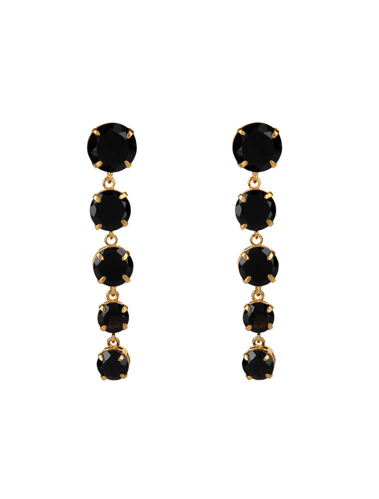 Isabella Earrings, Black Onyx, 14K Gold Plated