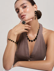 Isabella Earrings, Black Onyx, 14K Gold Plated