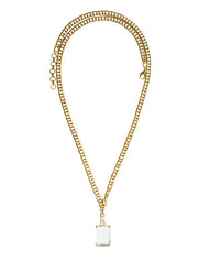 Janet Necklace with Removable Octagon Clear Quartz Pendant, 14K Gold Plated