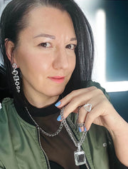 Janet Necklace with Removable Octagon Clear Quartz Pendant, 14K Gold Plated