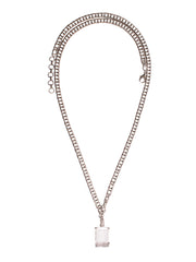 Janet Necklace with Removable Octagon Clear Quartz Pendant, 14K Gold Plated