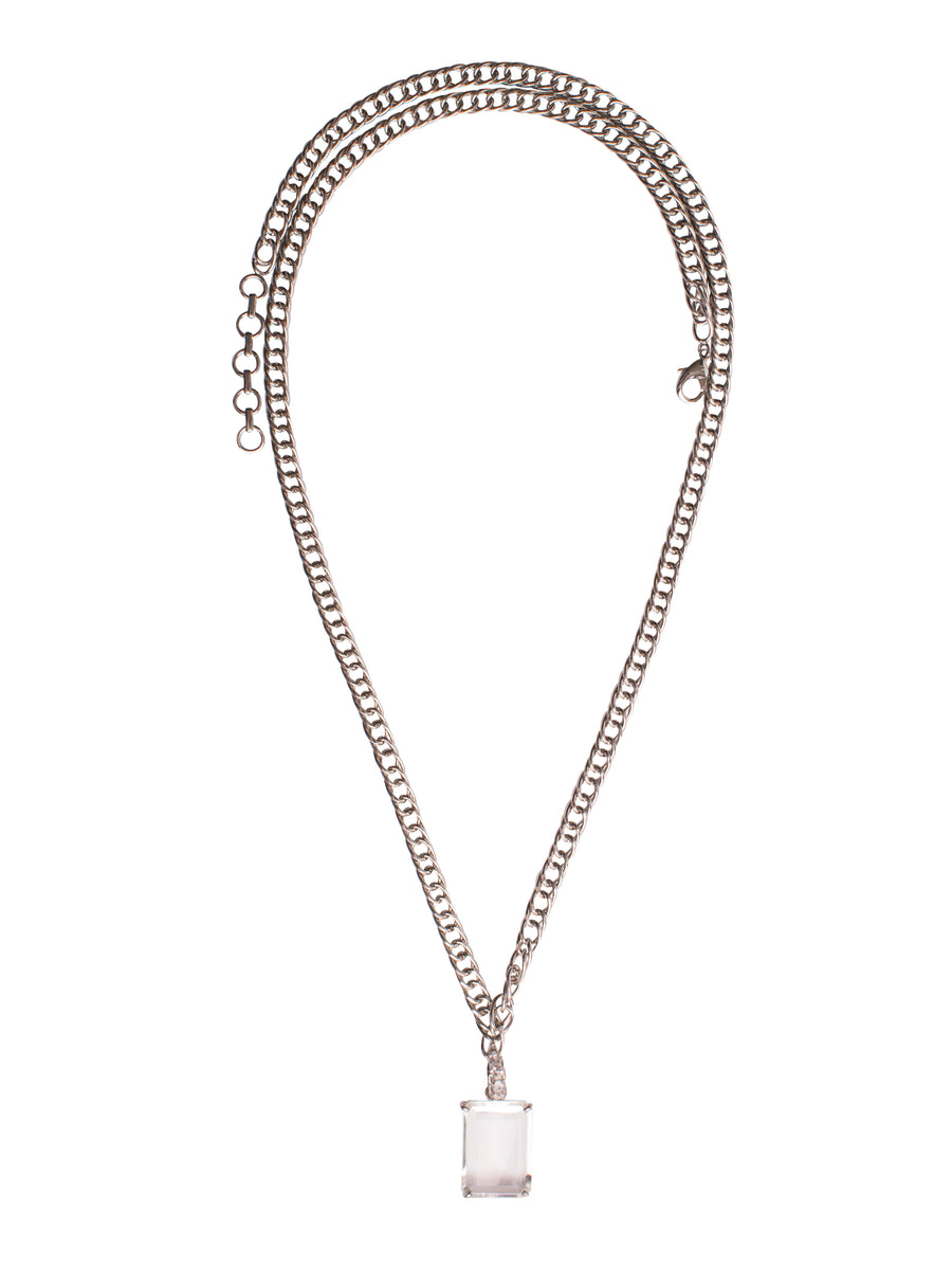 Janet Necklace with Removable Octagon Clear Quartz Pendant, 14K Gold Plated