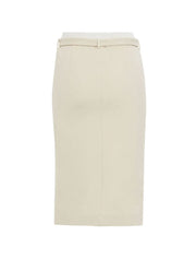 Jersey Skirt with Belt, Ivory
