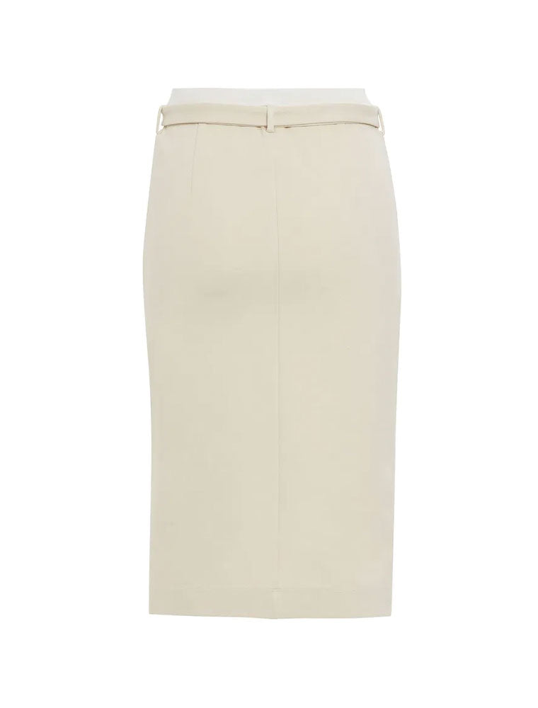 Jersey Skirt with Belt, Ivory