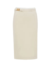 Jersey Skirt with Belt, Ivory