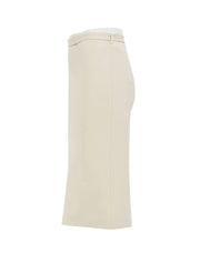 Jersey Skirt with Belt, Ivory