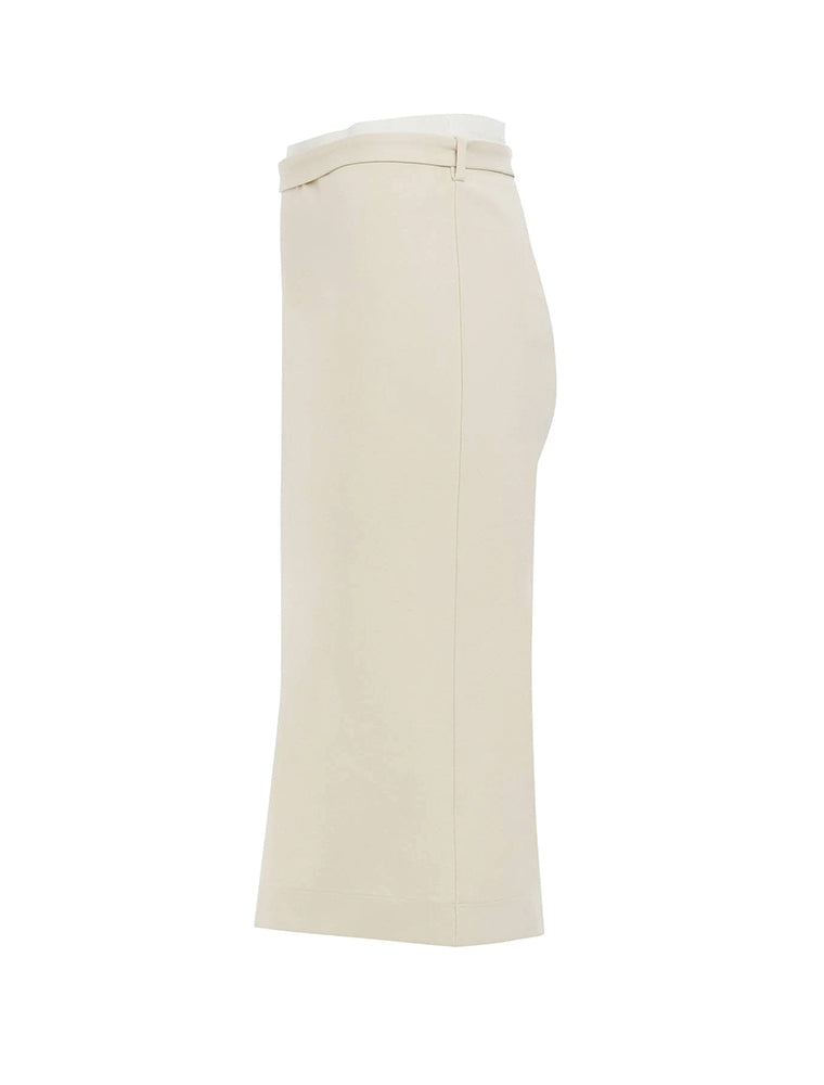 Jersey Skirt with Belt, Ivory