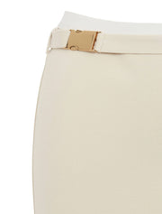 Jersey Skirt with Belt, Ivory