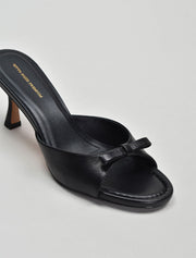 Kitten Heel Mule with Bow Detail, Black