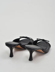Kitten Heel Mule with Bow Detail, Black