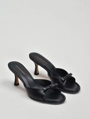 Kitten Heel Mule with Bow Detail, Black