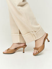 Kitten Heel Mule with Bow Detail, Camel
