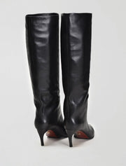 Knee High Sculpural Boot with Gold Detail, Black
