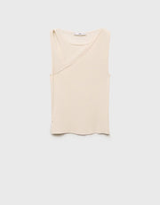 Knitted Top with Front Cut-Out, Cream
