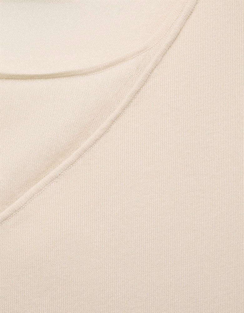 Knitted Top with Front Cut-Out, Cream