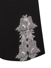 Lace Trim Spaghetti Strap Chemise, Black