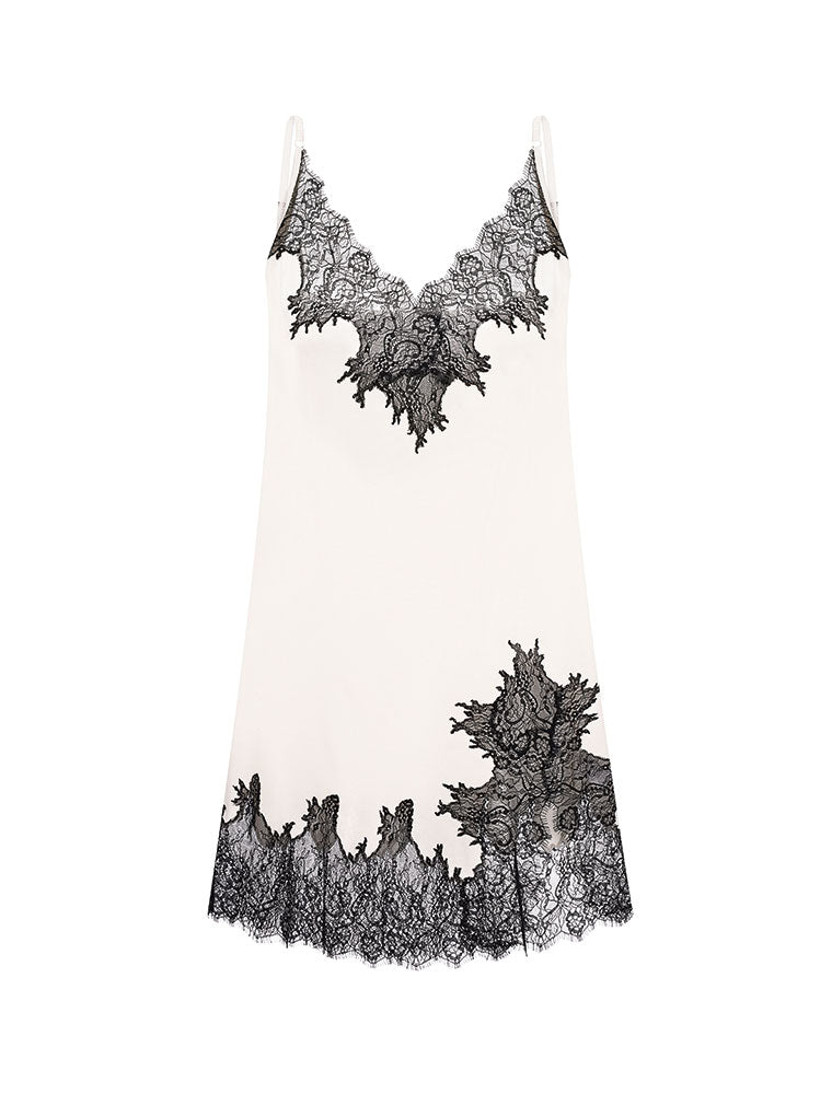 Lace Trim Spaghetti Strap Chemise, Ivory
