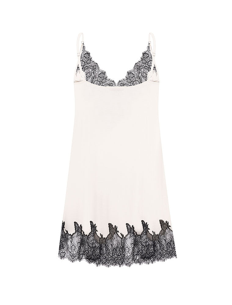 Lace Trim Spaghetti Strap Chemise, Ivory