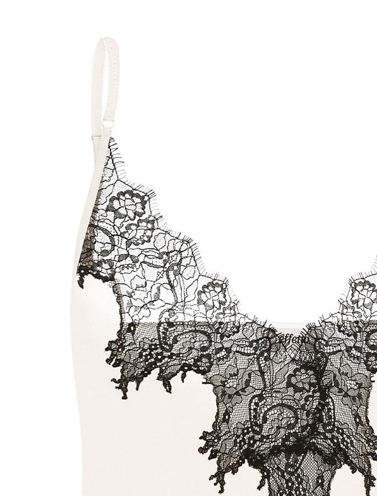 Lace Trim Spaghetti Strap Chemise, Ivory