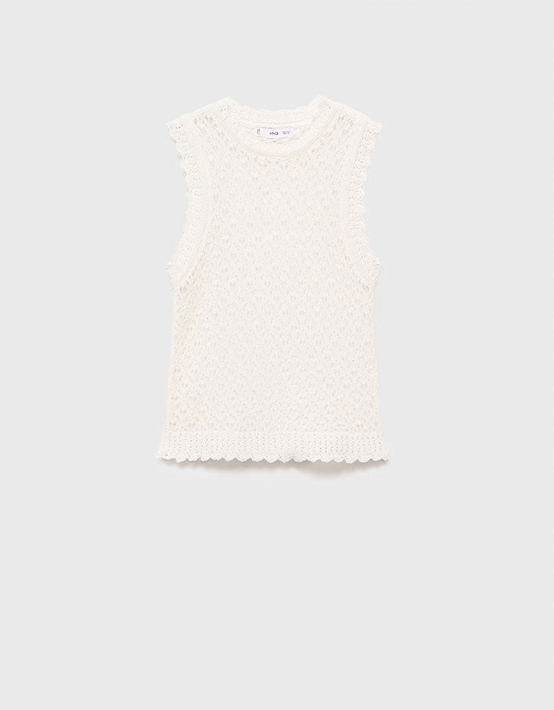 Lacey Sleeveless Top, Ivory