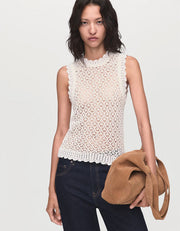 Lacey Sleeveless Top, Ivory