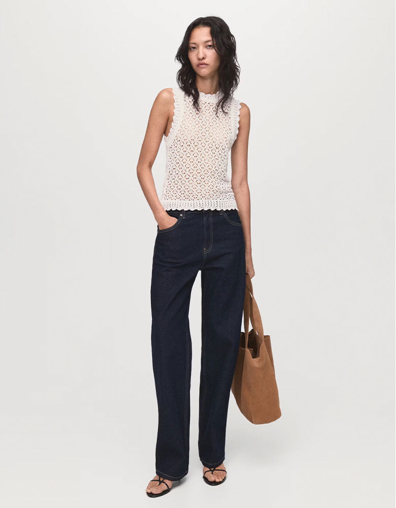 Lacey Sleeveless Top, Ivory