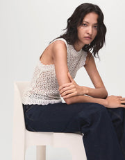 Lacey Sleeveless Top, Ivory