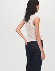 Lacey Sleeveless Top, Ivory