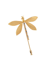 Langley Lapel Pin, Clear Quartz, 14K Gold Plated